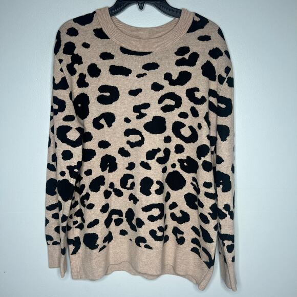 Daily Ritual Women's Animal Leopard Print Sweater Crewneck Pullover Size Large - Picture 1 of 8